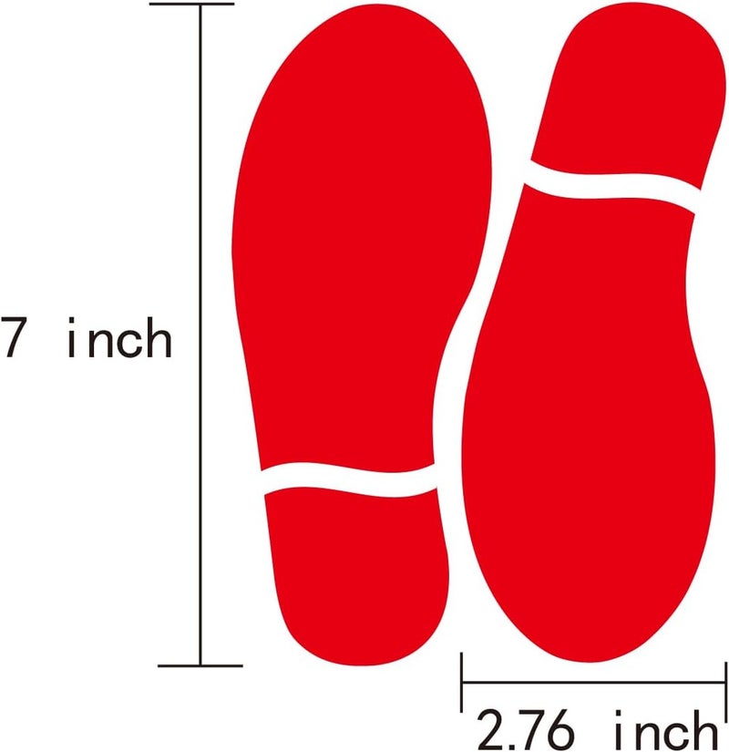 CAOCAOOO 20 Pairs 40 Prints Shoe Stickers 7 Inch Footprints Floor Decals Stickers Feet Distance Floor Sign Party Decor Guide (Red) - Image 2